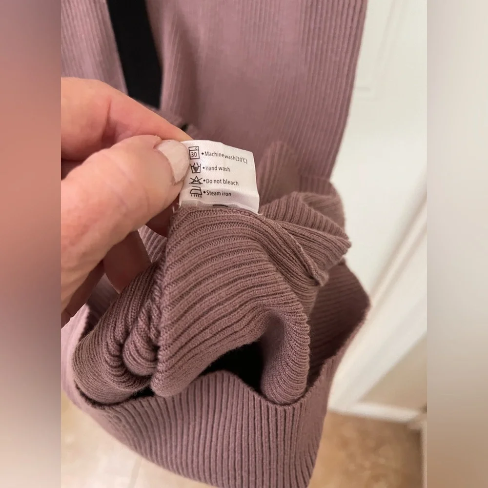 NWT RIB KNIT MIDI DRESS-KHAKI/BLACK-S - Picture 14 of 17